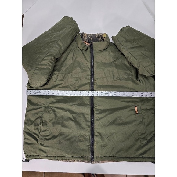 Mossy Oak Reversible Puffer Jacket Camo Olive Green Outdoor Full Zip Mens - Picture 5 of 13